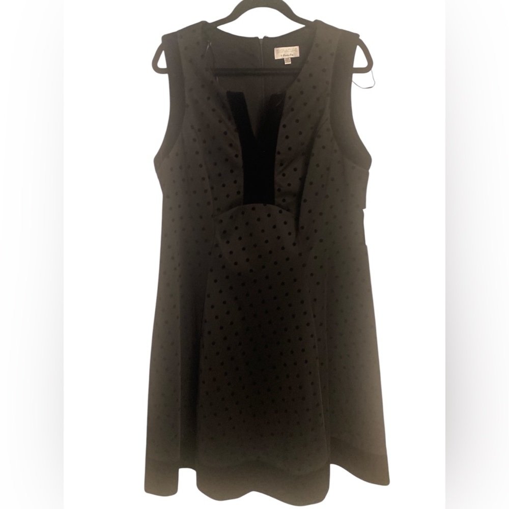 Signature by Robbie Bee Black Sleeveless Dress with Polka Dots NWT 14W